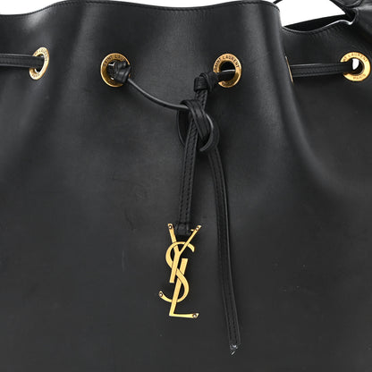 Saint Laurent Smooth Calfskin Paris VII Large Flat Hobo Black 10 of 19