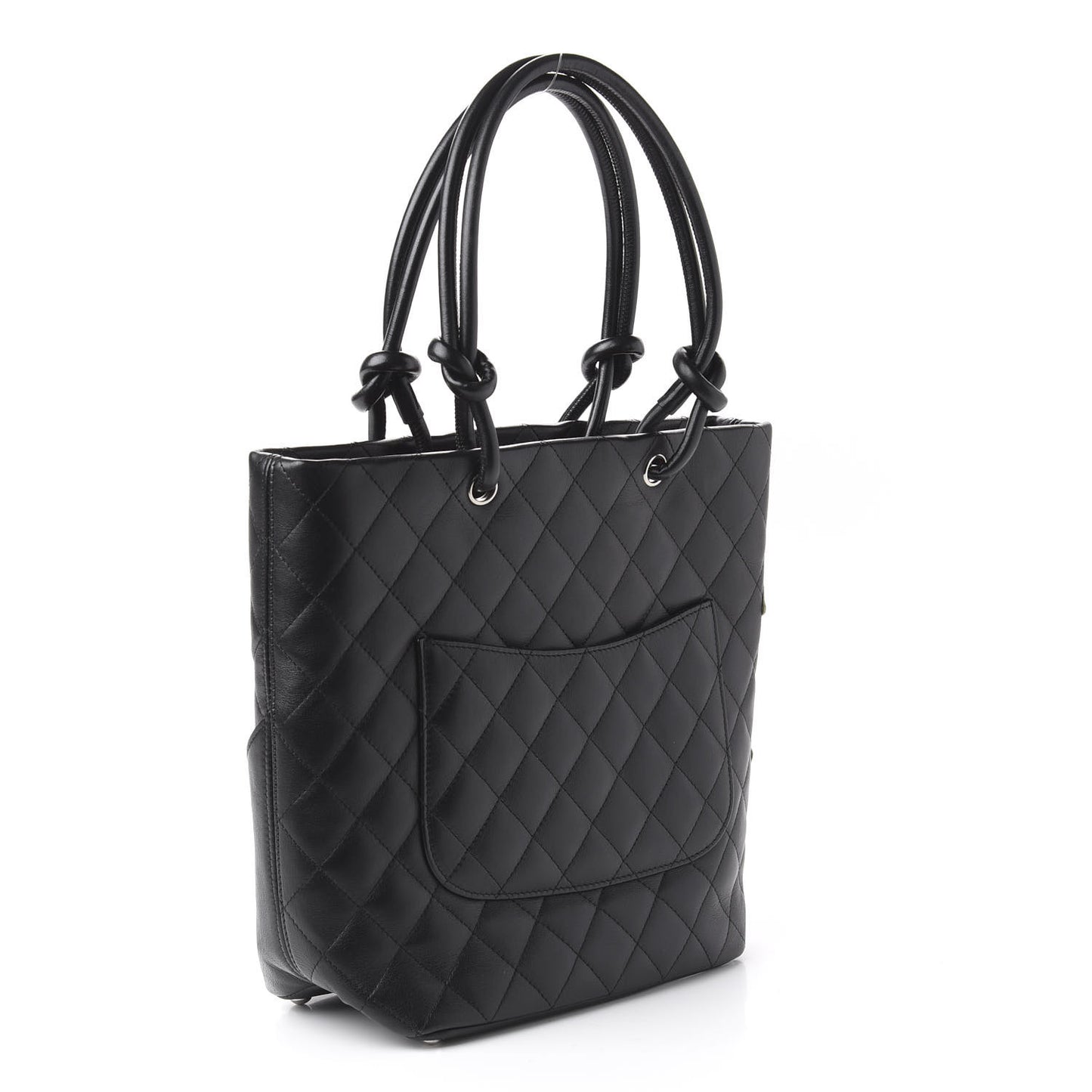 Calfskin Quilted Medium Cambon Tote Black White