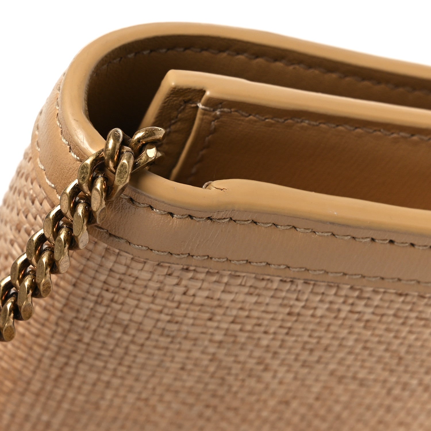 Saint Laurent Micro Raffia Monogram Uptown Chain Wallet Natural Hay Blush 14 of 14