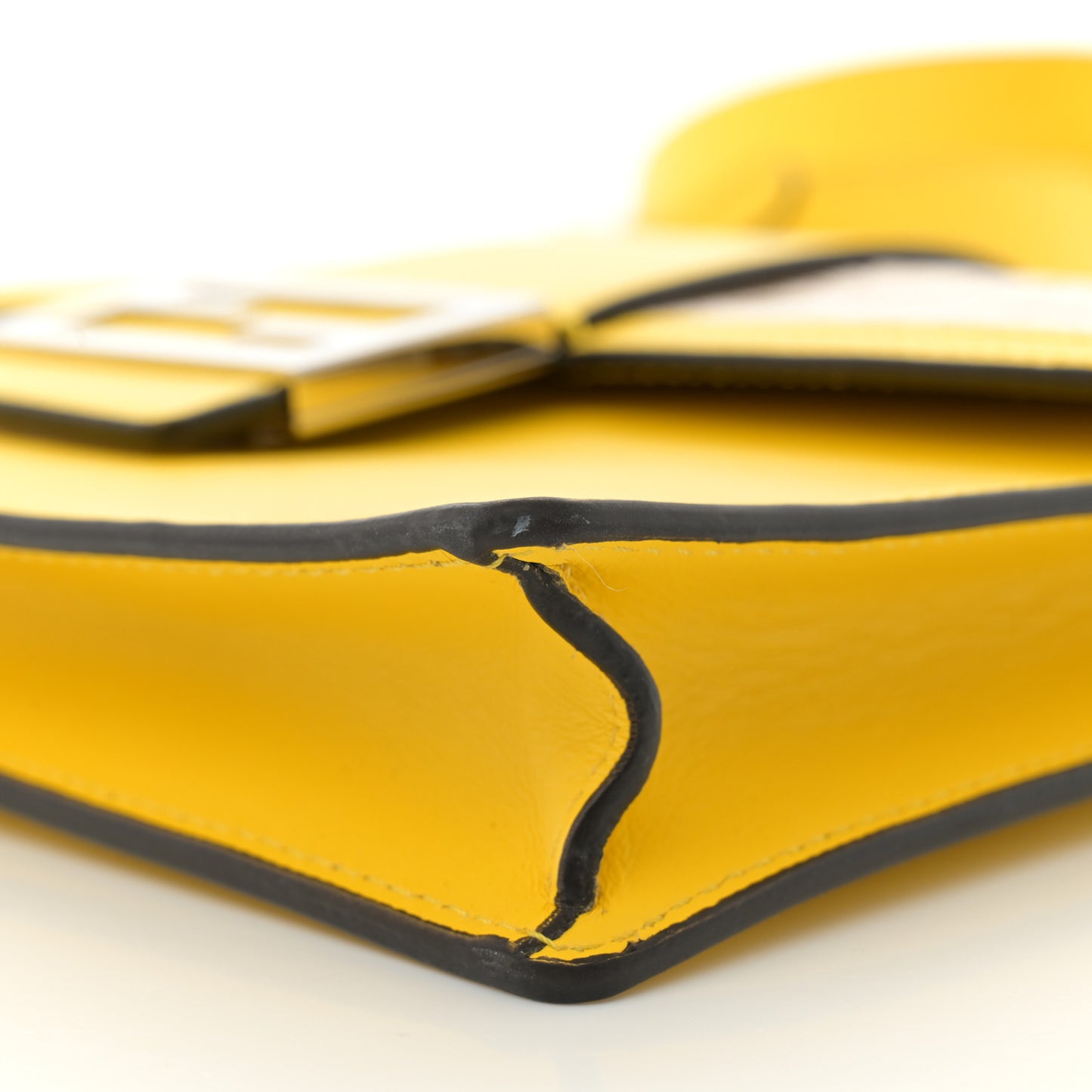 Canvas Vitello King FF Embroidered Medium Flat Baguette Grezzo Limone