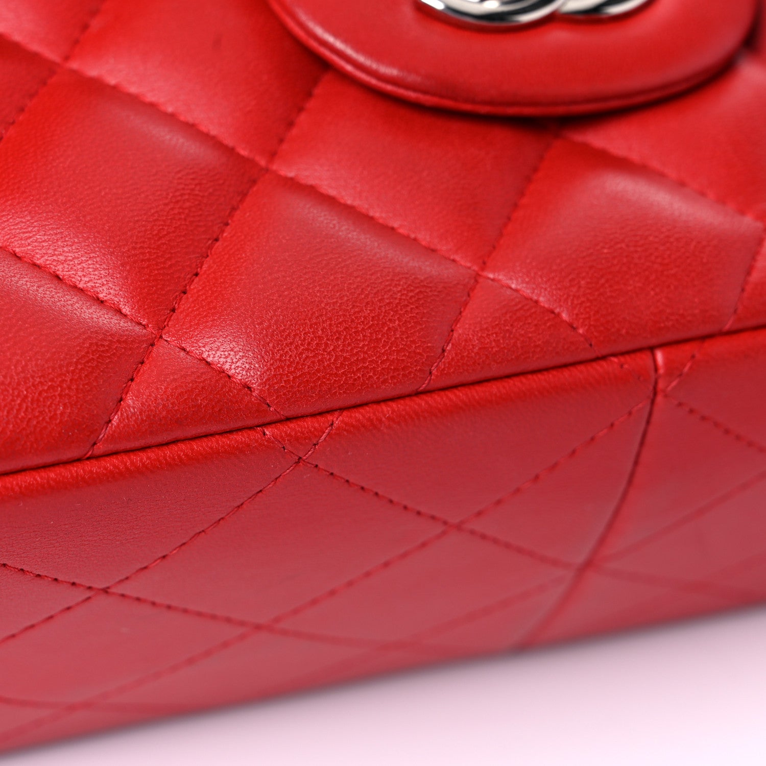 Chanel Lambskin Quilted Jumbo Double Flap Red 13 of 35
