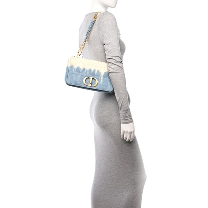 Christian Dior Denim Macrocannage Tie Dye Cannage Small Caro Bag White Blue 2 of 9
