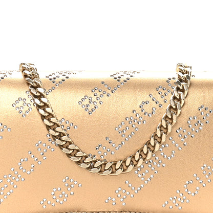 Balenciaga Metallic Smooth Calfskin Crystal Diagonal Allover Logo Hourglass Wallet Light Gold Crystal 7 of 9