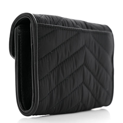 Saint Laurent Calfskin Nylon Matelasse Chevron Small Monogram Envelope Wallet Black 3 of 7