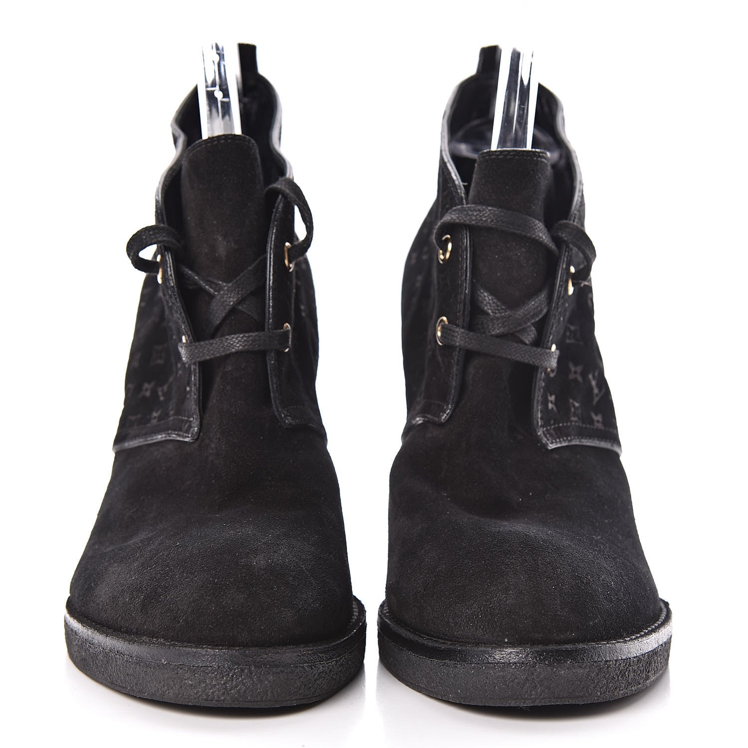 Louis Vuitton Monogram Suede Wedge Ankle Boots 41 Black 2 of 11