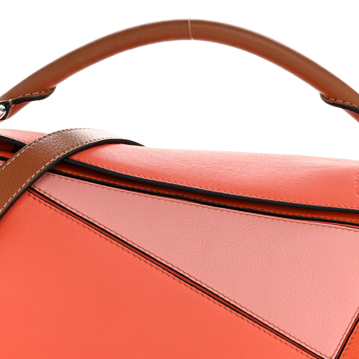 Calfskin Small Puzzle Bag Orange Tan Pink
