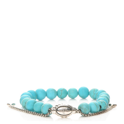 David Yurman Sterling Silver Turquoise 8mm Spiritual Beads Adjustable Bracelet 1 of 5