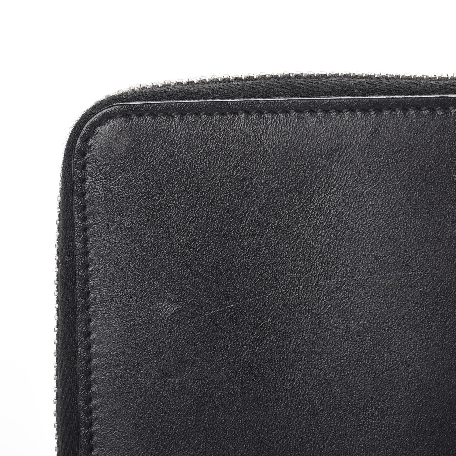Saint Laurent Mens Calfskin Compact Chain Zip Around Wallet Black 8 of 13