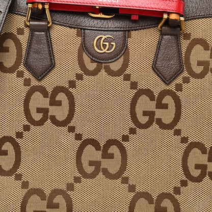 Gucci Monogram Jumbo GG Textured Dollar Calfskin Medium Diana Tote Bag Camel Ebony New Acero Pomegranate Red 8 of 11