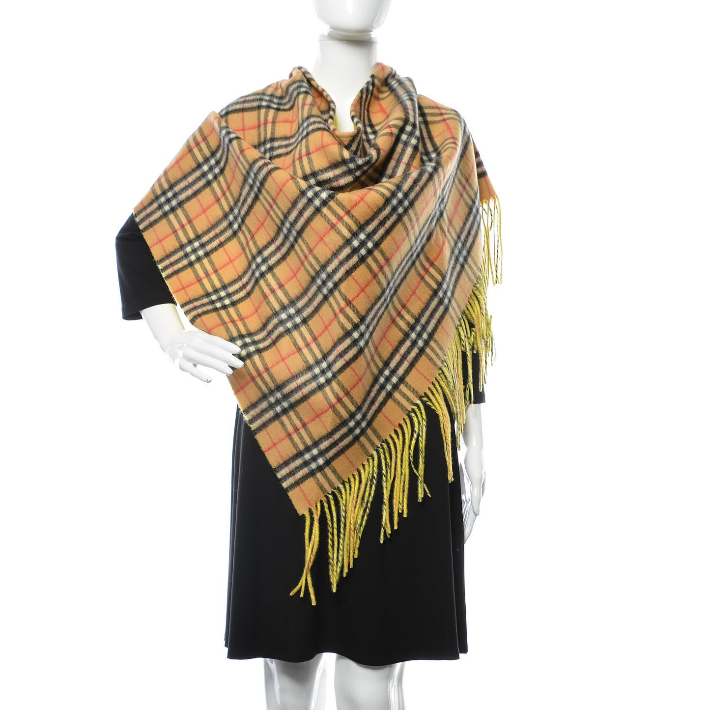 Cashmere Fluorescent Vintage Check Bandana Scarf Bright Lemon