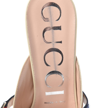 Gucci Malaga Kid Sylvie Web Cross Strap Mid-Heel Slides 39 Vintage White 7 of 12