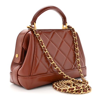 Chanel Shiny Lambskin Quilted Mini Cocodoc Top Handle Bag Brown 3 of 12