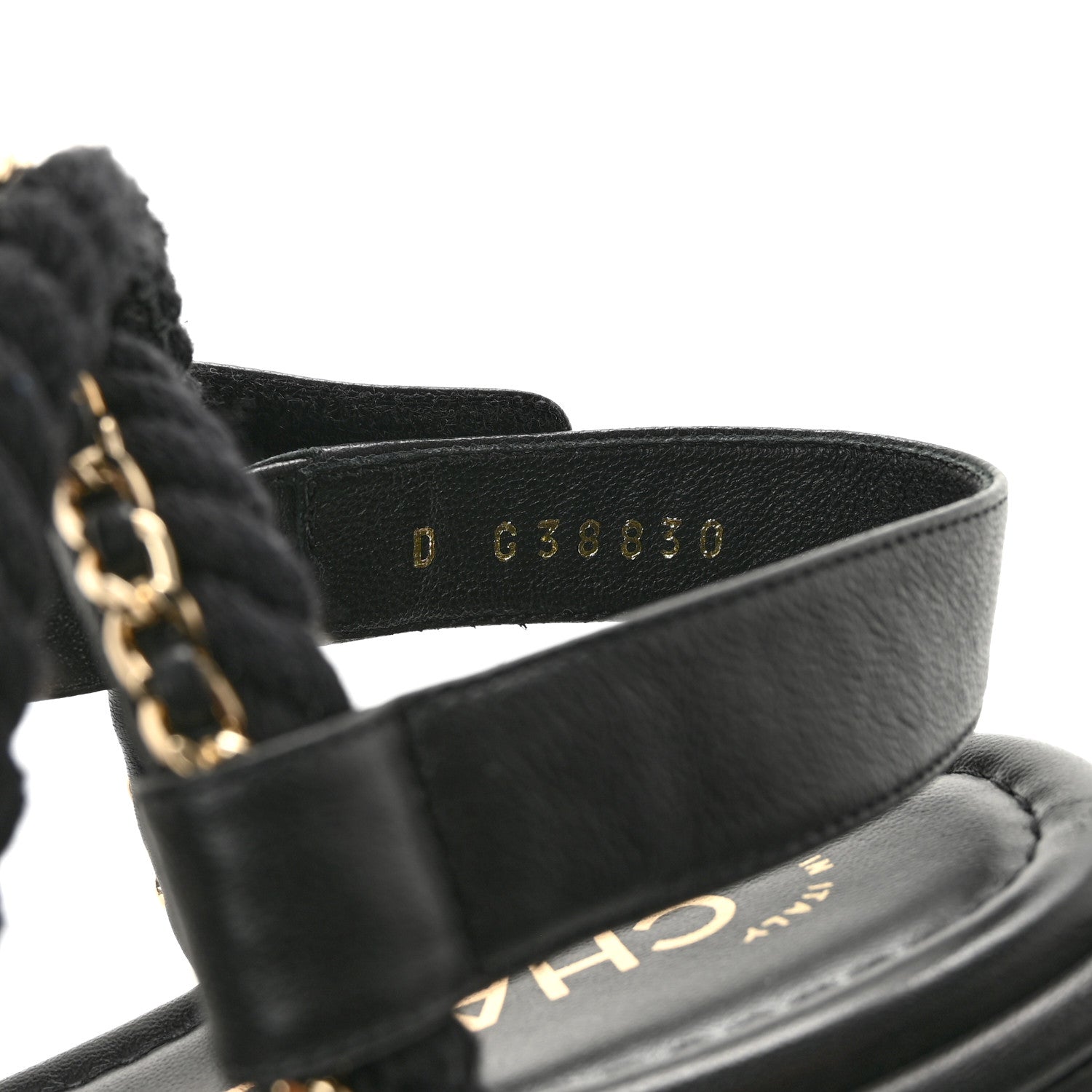 Chanel Cord Lambskin CC Chain Sandals 39 Black 9 of 9