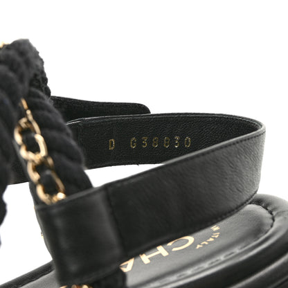 Chanel Cord Lambskin CC Chain Sandals 39 Black 9 of 9