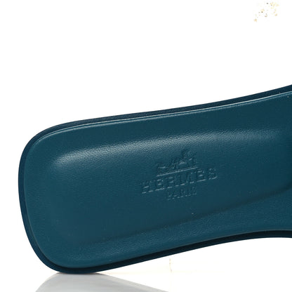 Hermes Calfskin Oran Sandals 35 Bleu Emeraude 7 of 9
