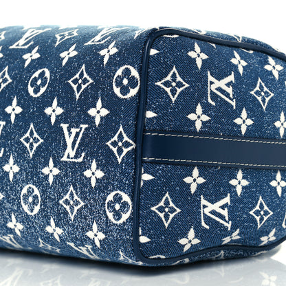 Louis Vuitton Monogram Jacquard Denim Speedy Bandouliere 25 Bleu 10 of 10