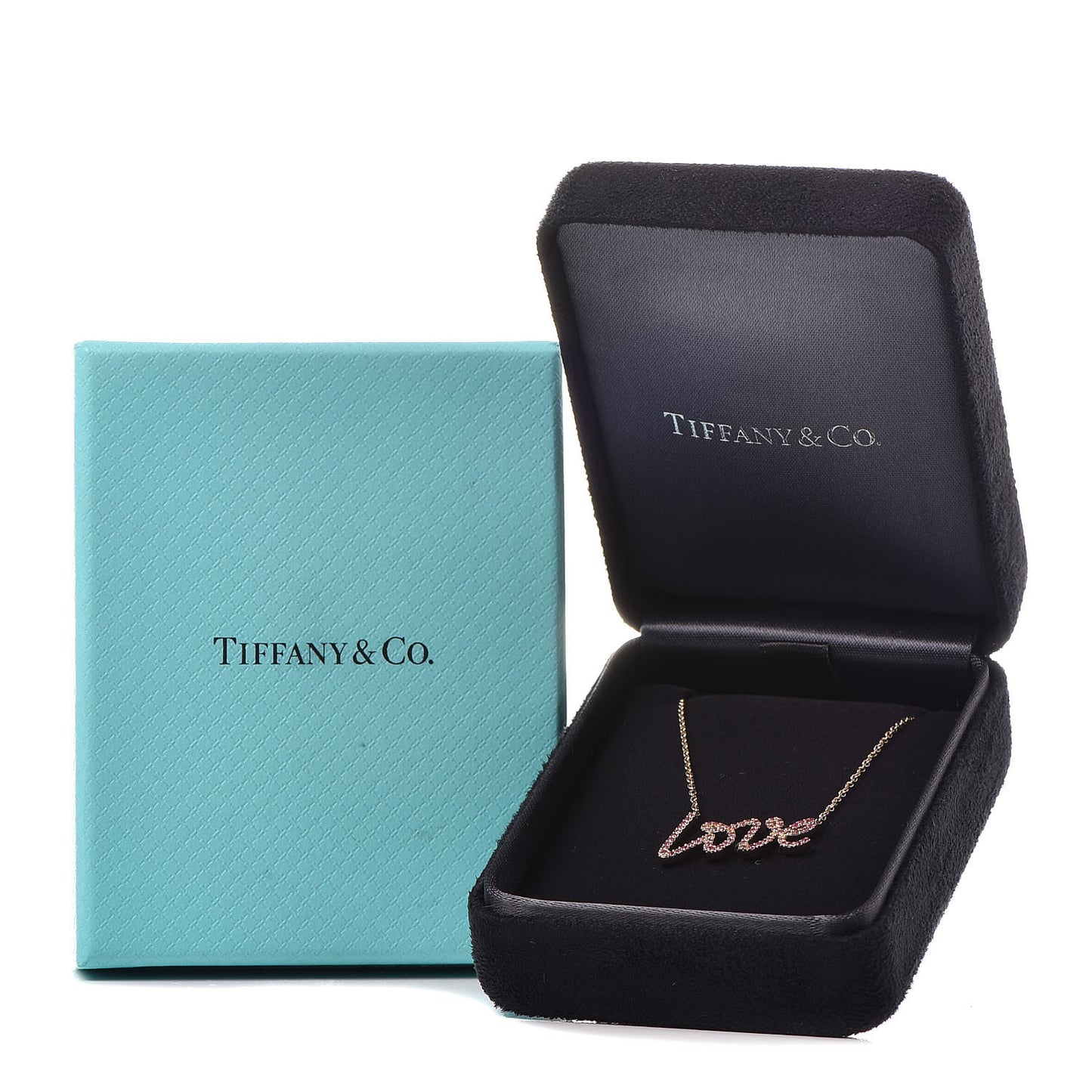 18K Rose Gold Pink Sapphire Palomas Graffiti Love Pendant Necklace