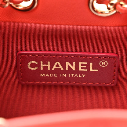 Chanel Calfskin Stitched Mini Drawstring CC Bag Red 6 of 10