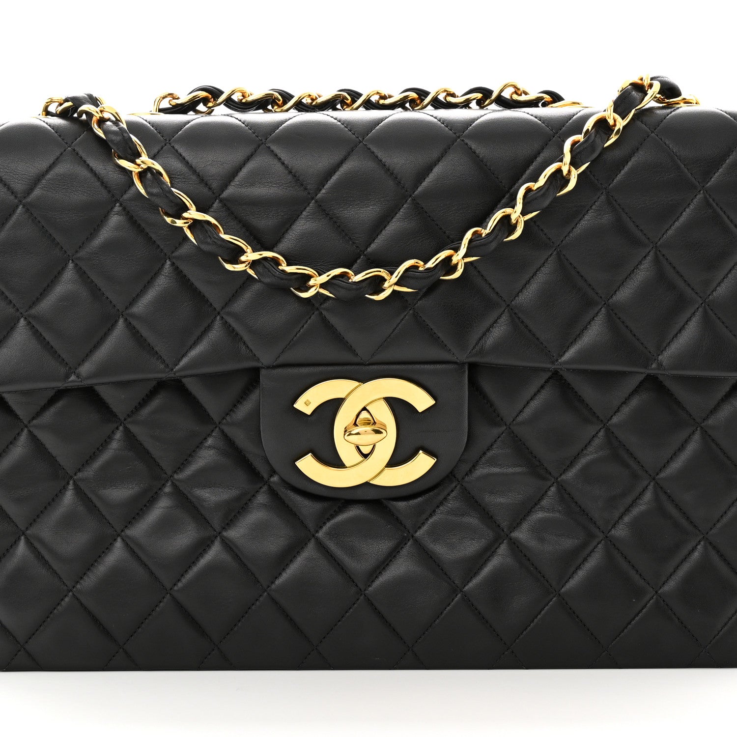 Chanel Lambskin Quilted XL Jumbo Single Flap Black 8 of 10