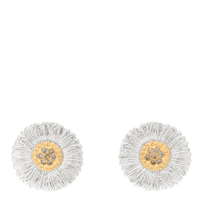 Buccellati Sterling Silver Gold Vermeil Diamond Small Blossoms Daisy Button Earrings 1 of 5