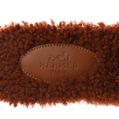 Hermes Woolskin Oran Sandals 38 Cognac 7 of 12