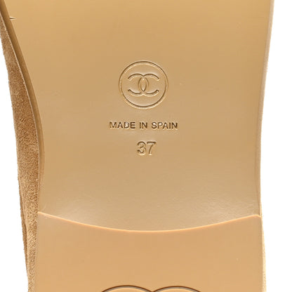 Chanel Suede Calfskin CC Loafers 37 Dark Beige 6 of 9