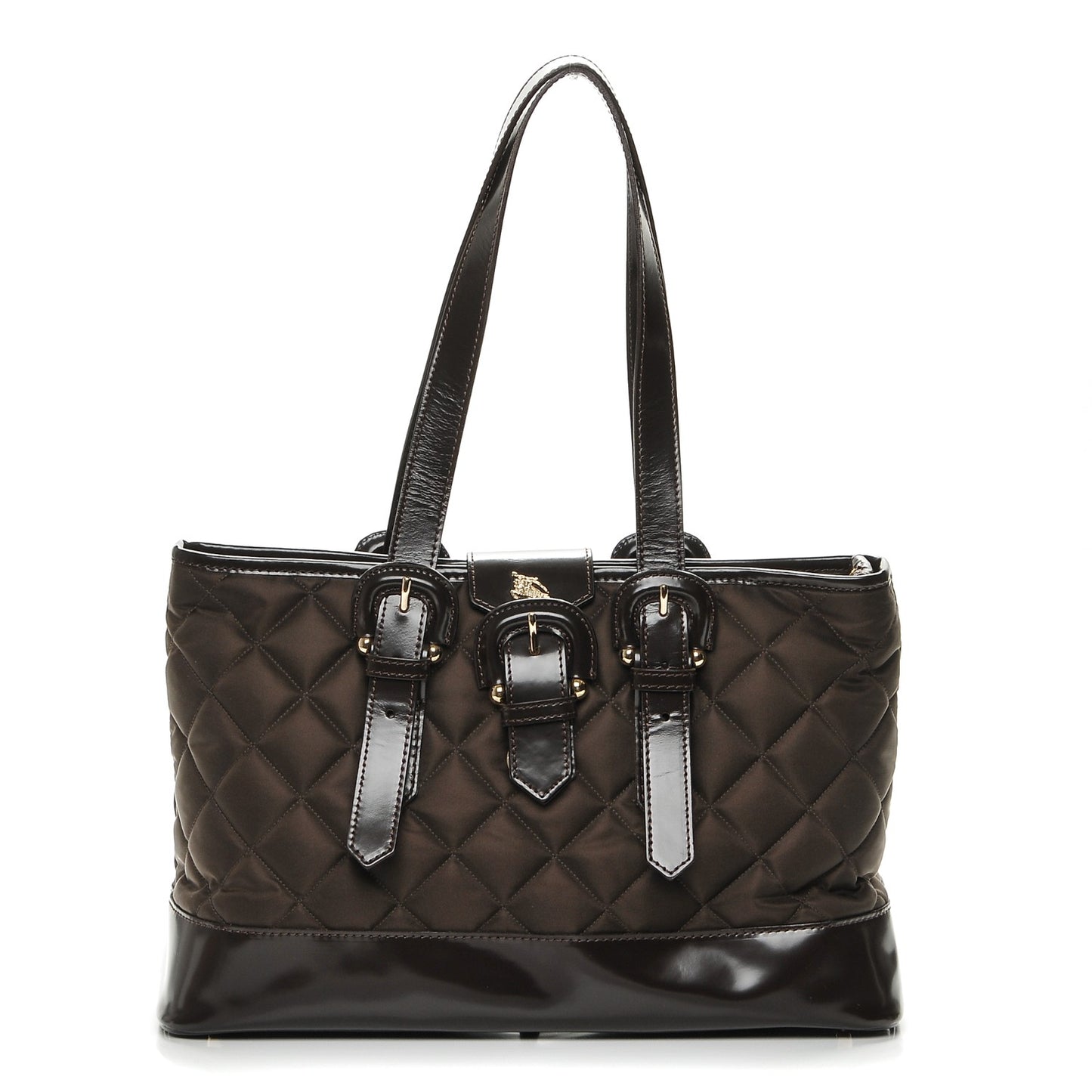 Nylon Quilted Tote Brown