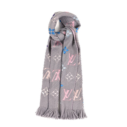 Louis Vuitton Wool Silk Logomania Shine Scarf Grey Multicolor 1 of 3