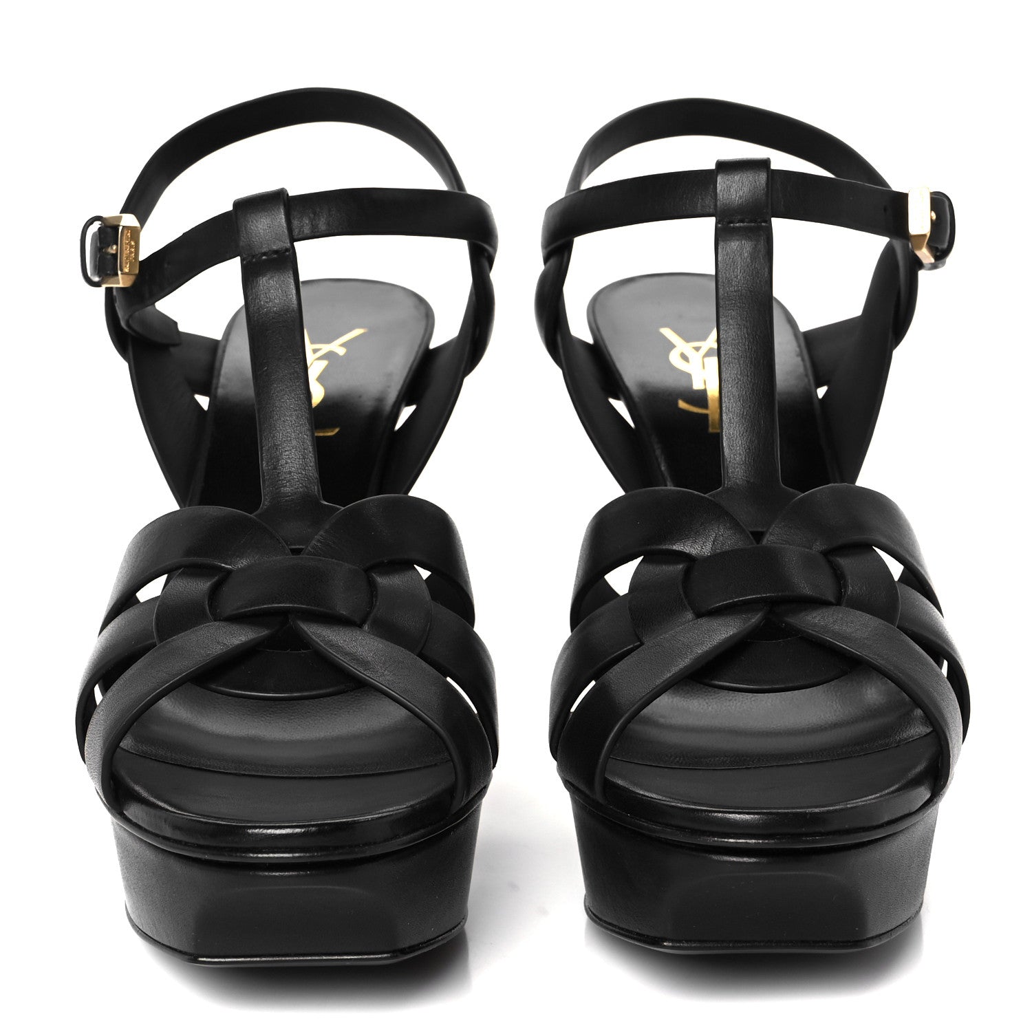Saint Laurent Calfskin Tribute 75 Platform Sandals 37.5 Black 2 of 10