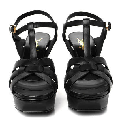 Saint Laurent Calfskin Tribute 75 Platform Sandals 37.5 Black 2 of 10