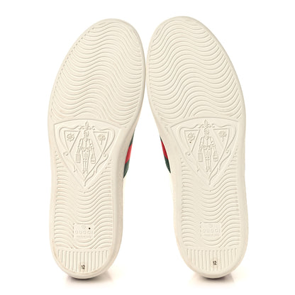 Gucci Calfskin Cat Embroidered Mens Ace Sneakers 12 White Green 6 of 11