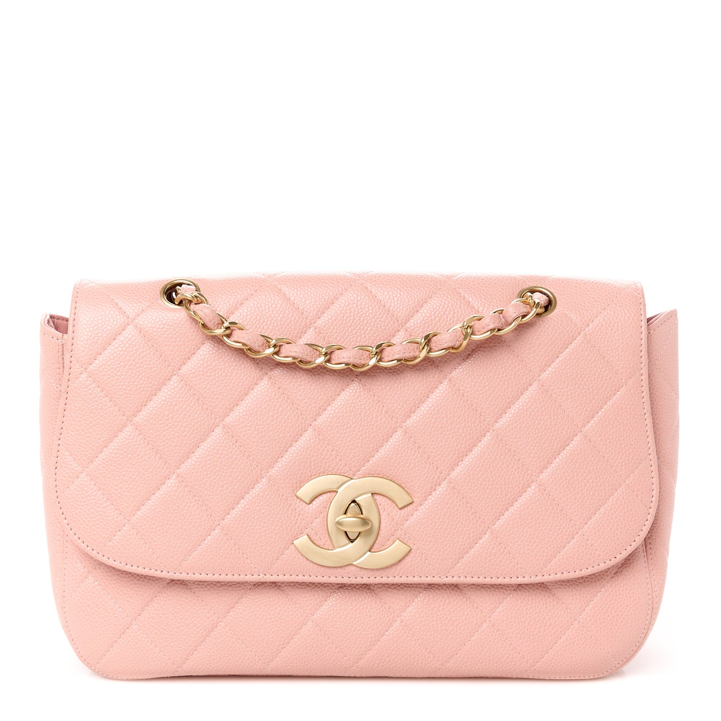 Caviar Quilted XL Jumbo Single Flap Light Pink