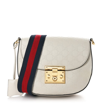 Gucci Guccissima Web Medium Padlock Messenger Shoulder Bag White 1 of 9