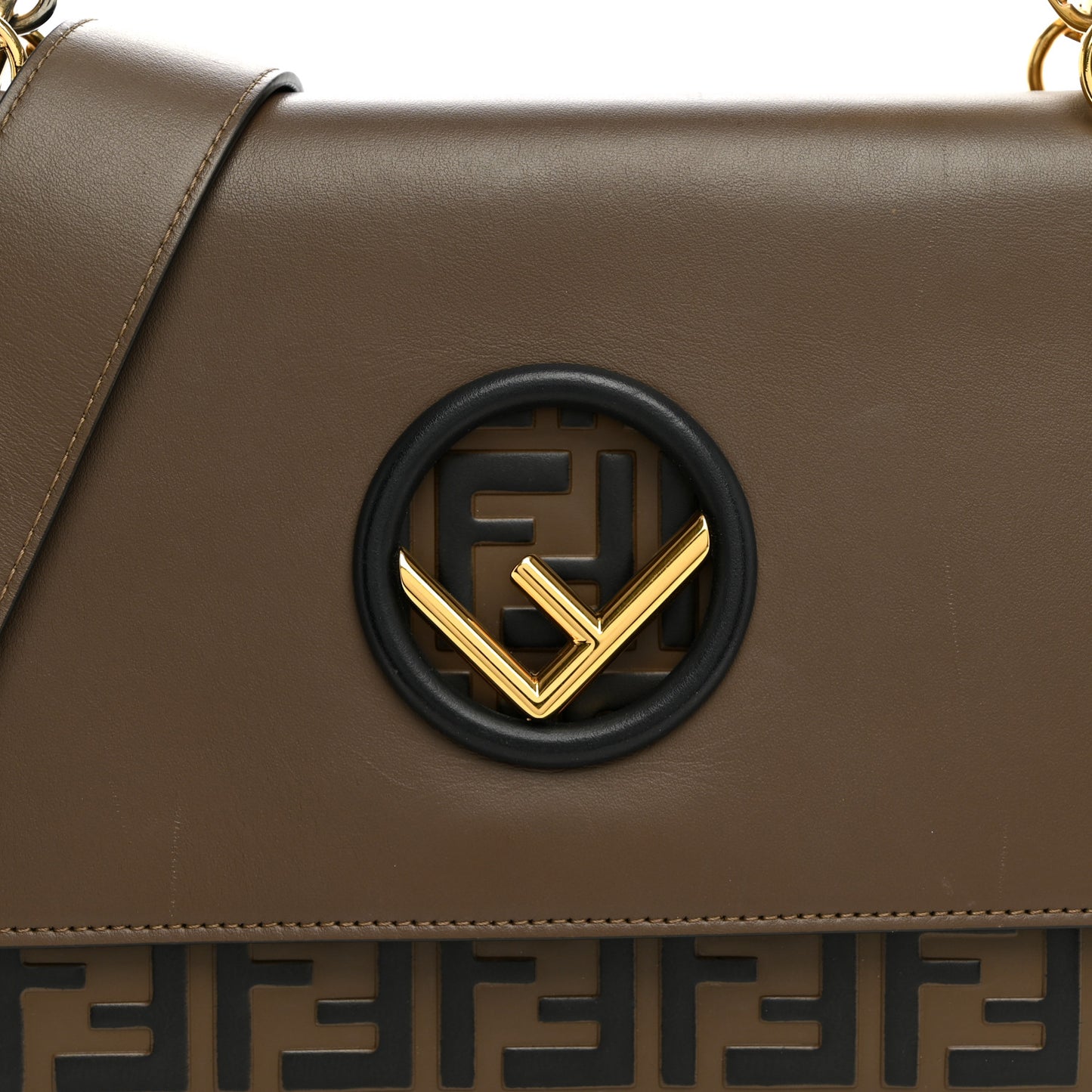 Vitello Century F is Fendi Bi-Color FF 1974 Embossed Kan I Shoulder Bag Maya Black