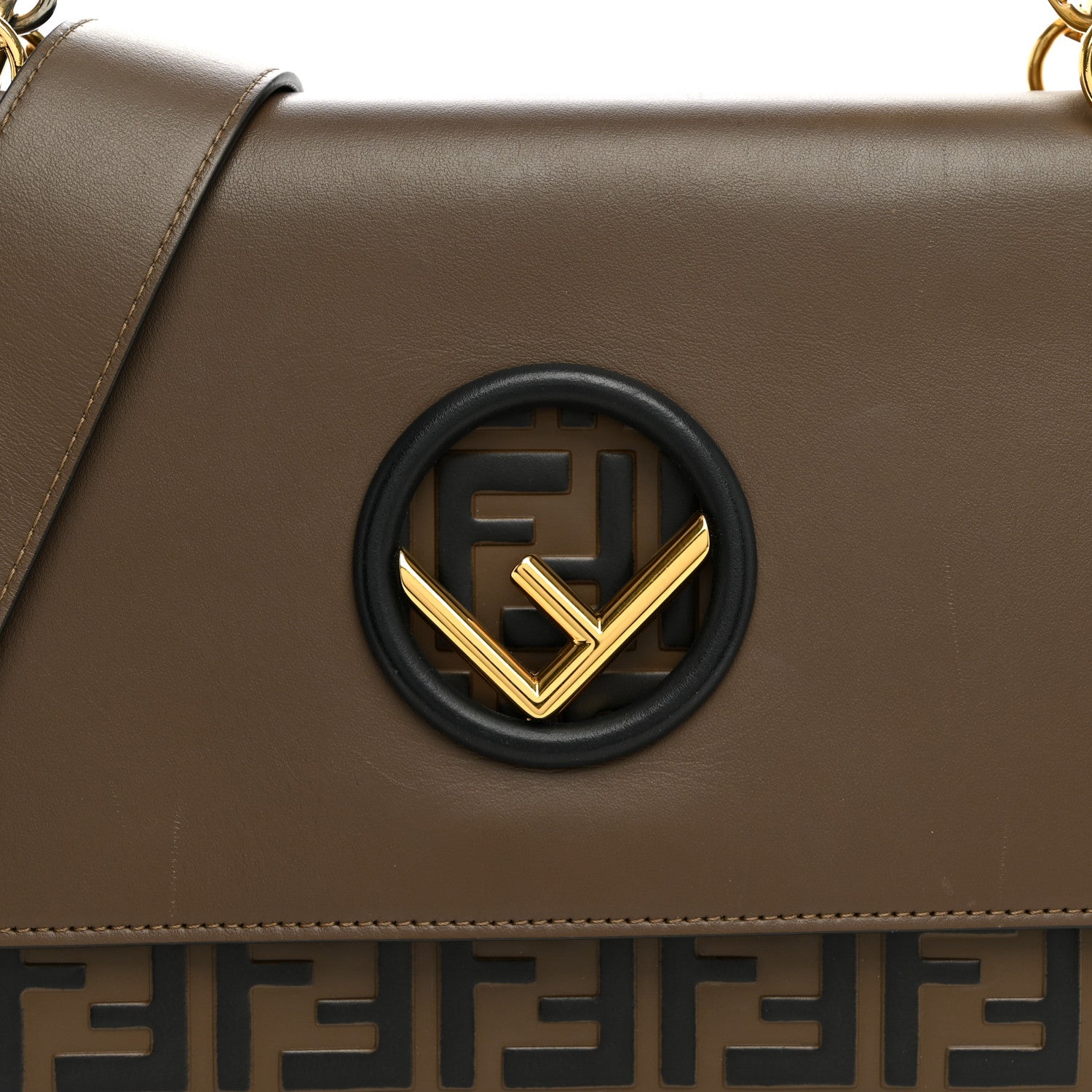 Fendi Vitello Century F is Fendi Bi-Color FF 1974 Embossed Kan I Shoulder Bag Maya Black 8 of 11