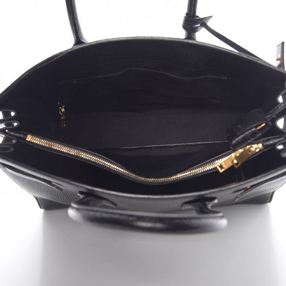 Grained Calfskin Large Sac De Jour Carryall Black