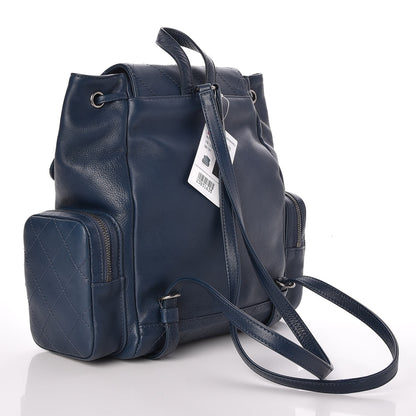 Chanel Grained Calfskin Pocket Backpack Dark Blue 3 of 8