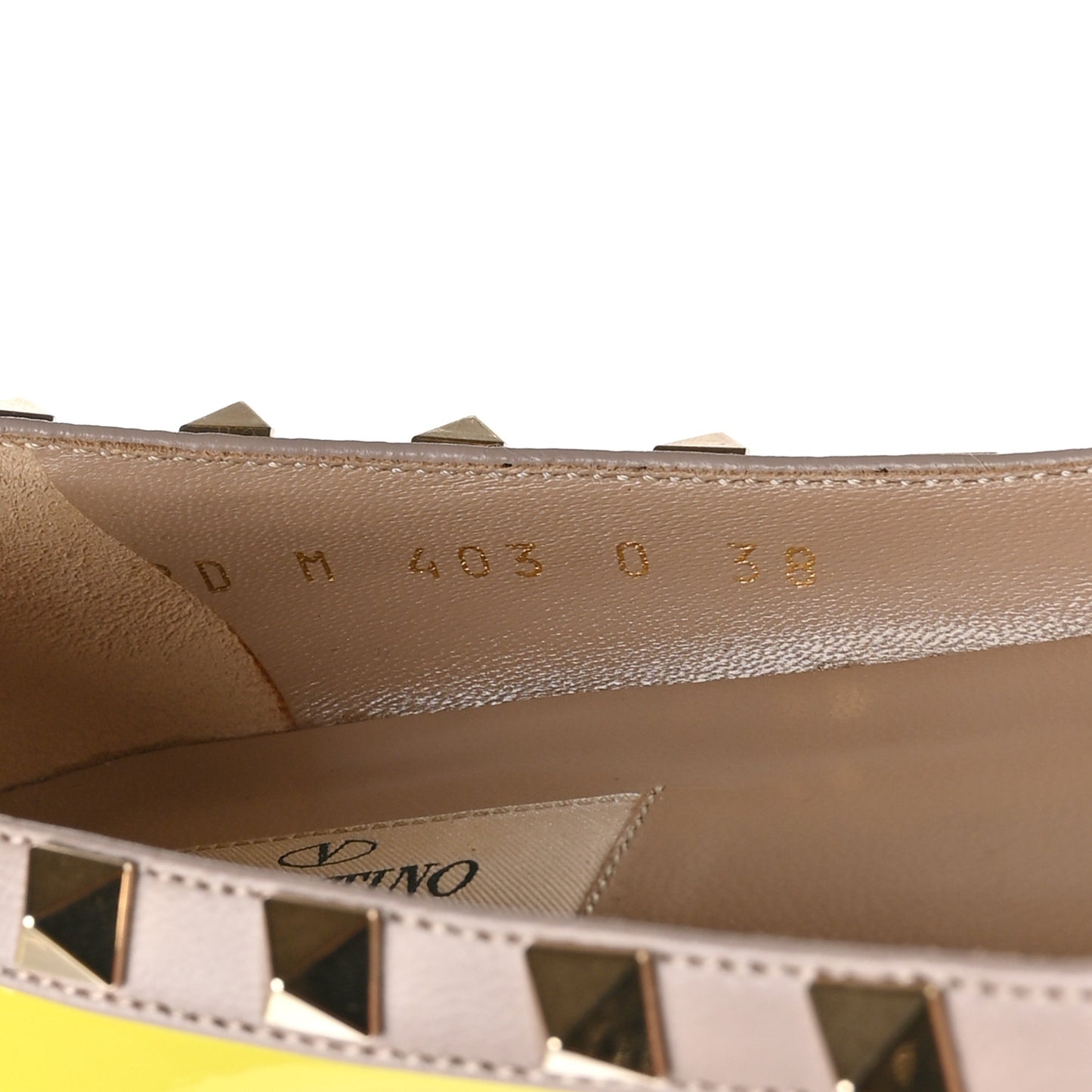 Patent Nappa Rockstud Ballerina Flats 38 Acid Yellow
