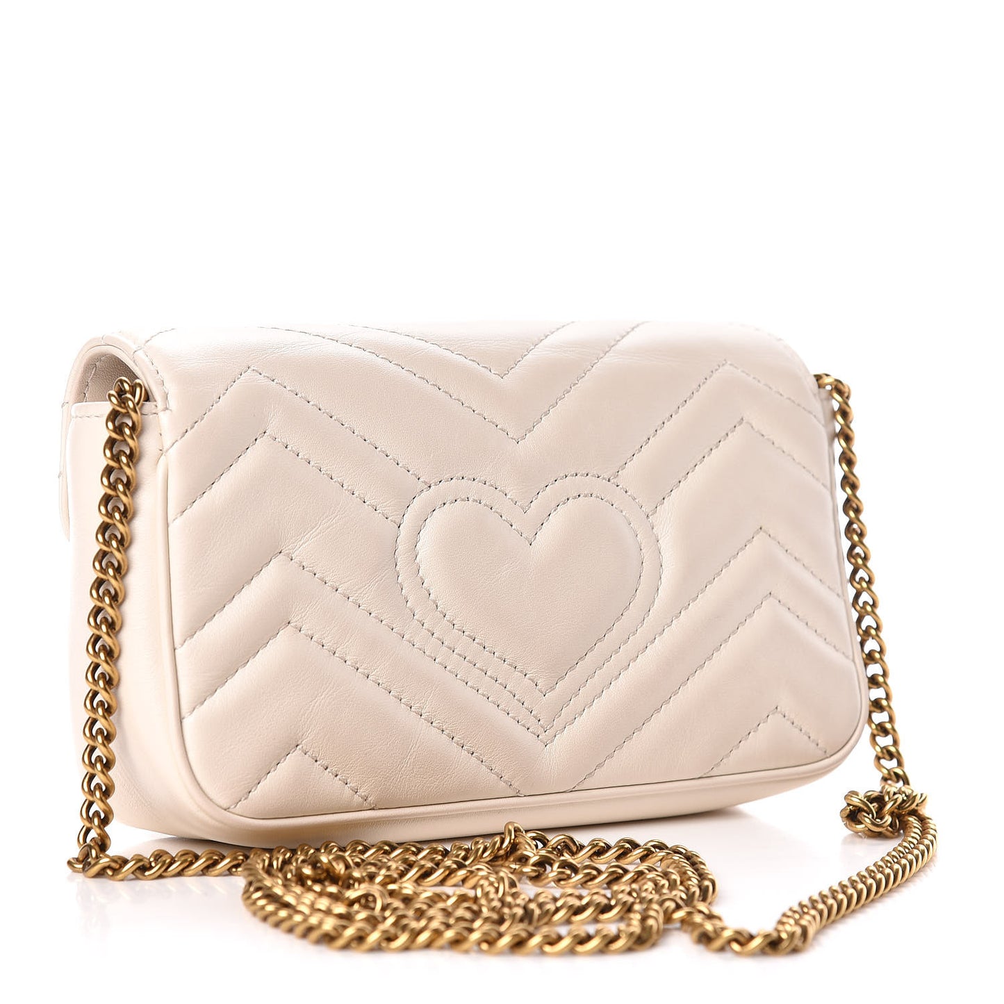 Calfskin Matelasse Super Mini GG Marmont Shoulder Bag White