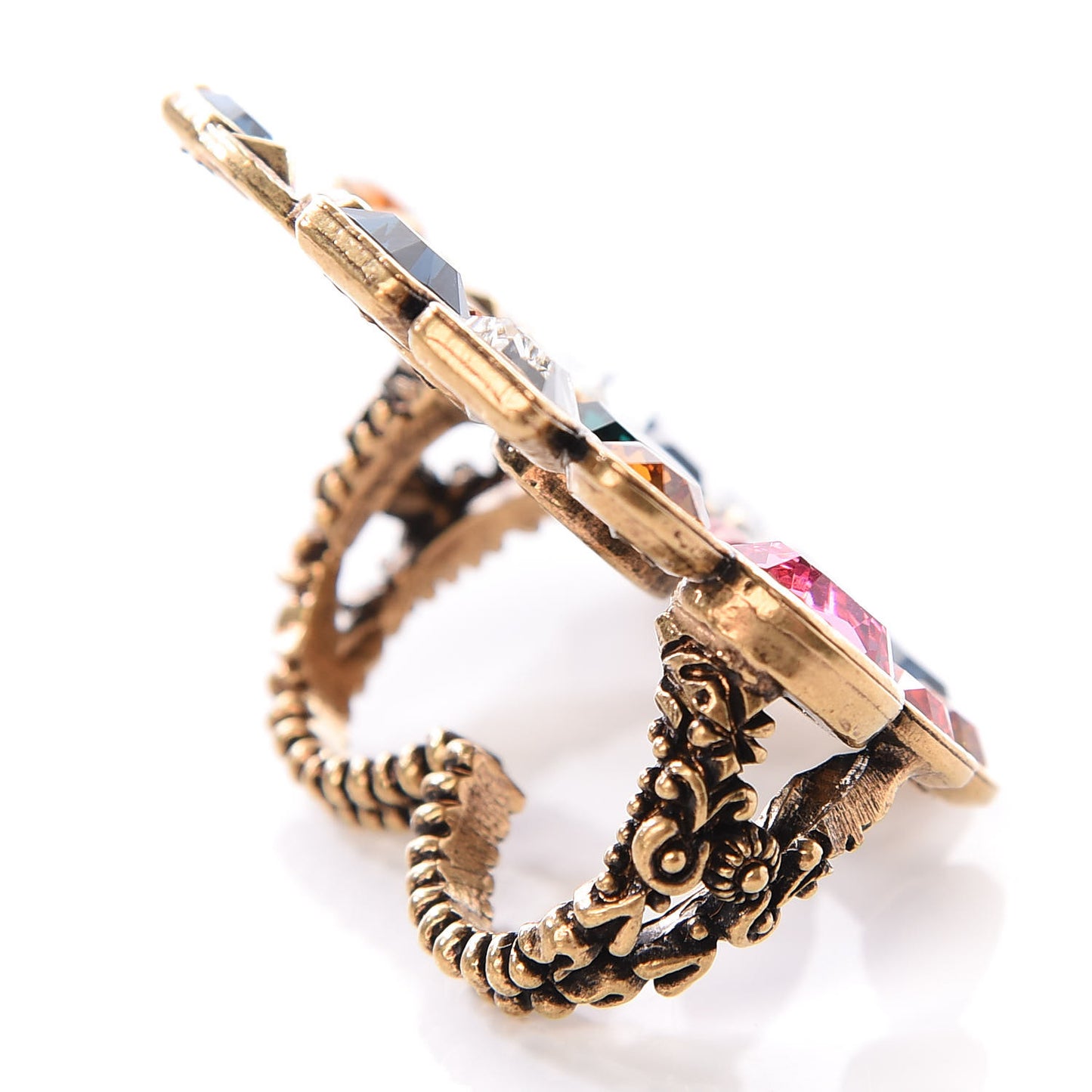 Crystal Double G Ring S Multicolor