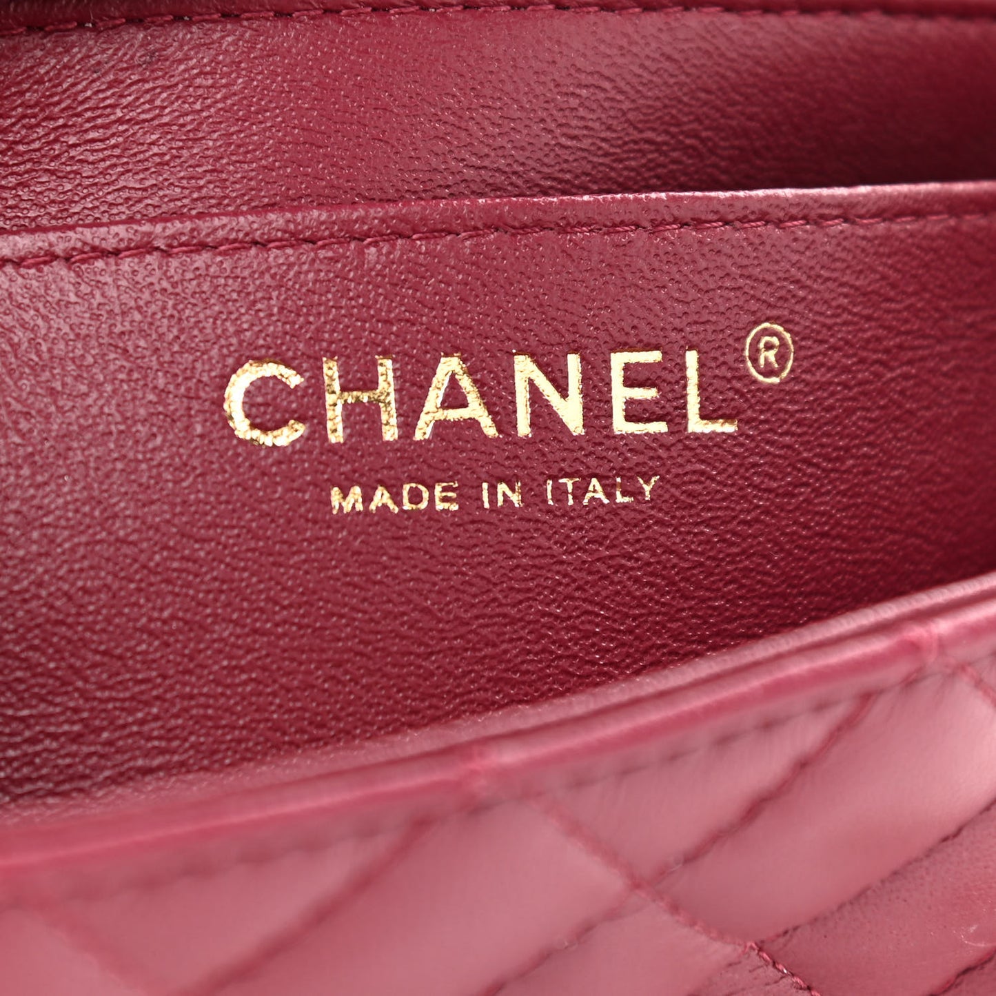 Lambskin Quilted Mini Rectangular Flap Burgundy