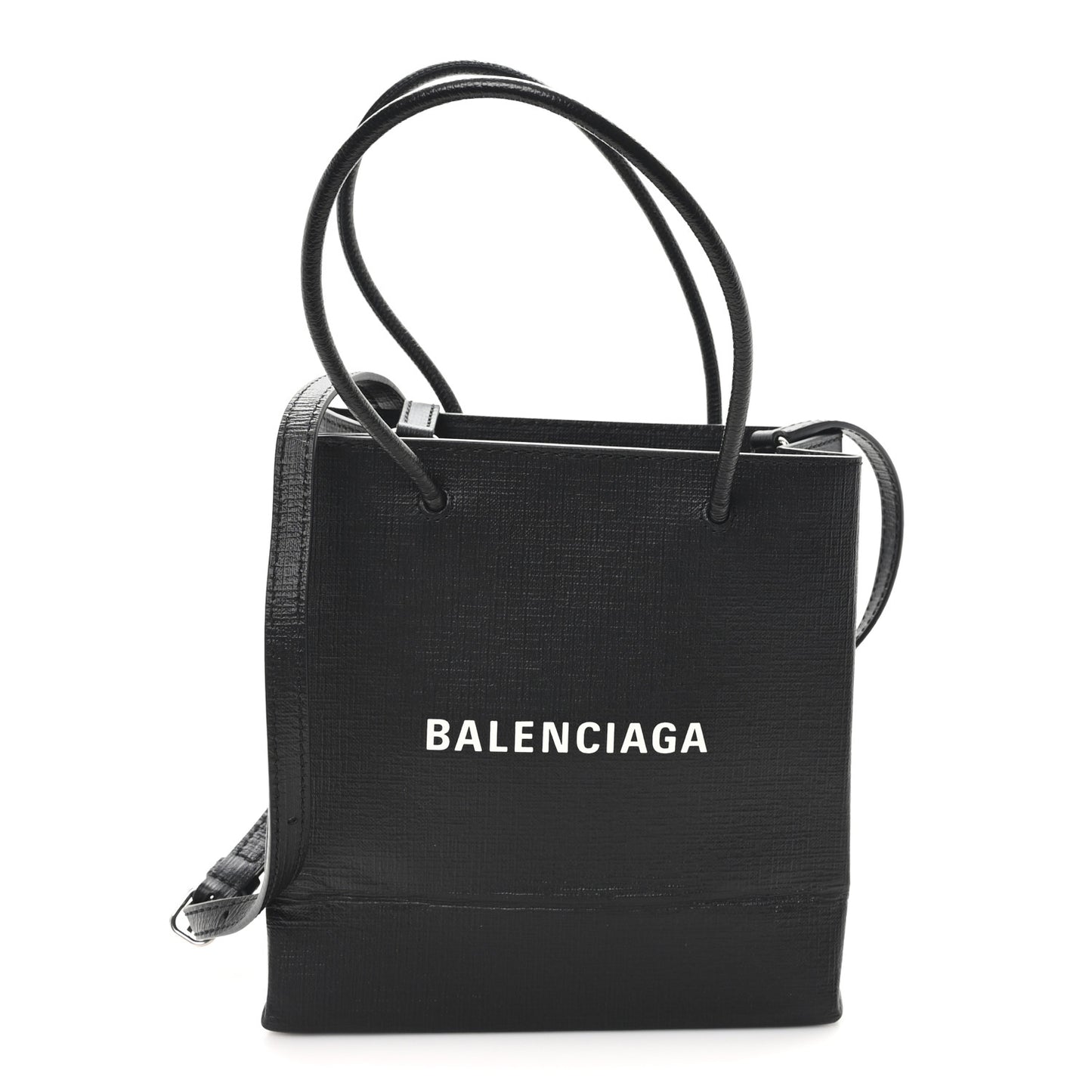 Squared Calfskin Logo North South Shopper Tote XXS Black