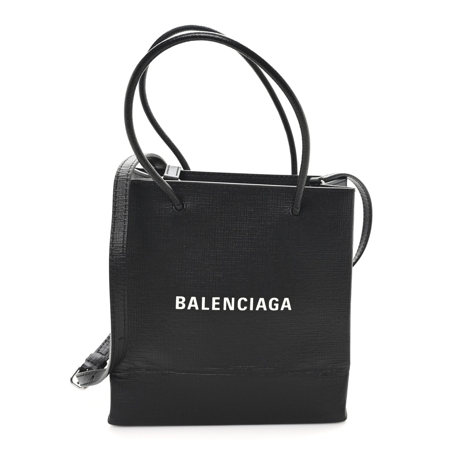 Balenciaga Squared Calfskin Logo North South Shopper Tote XXS Black 1 of 10