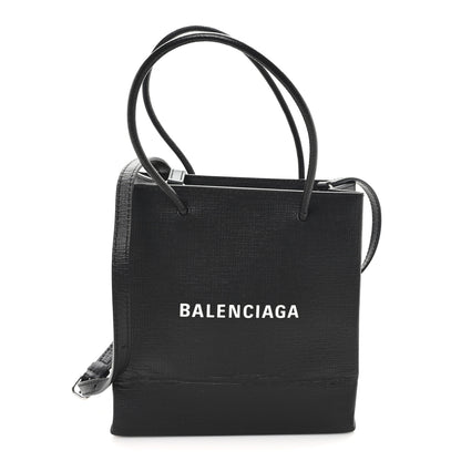 Balenciaga Squared Calfskin Logo North South Shopper Tote XXS Black 1 of 10
