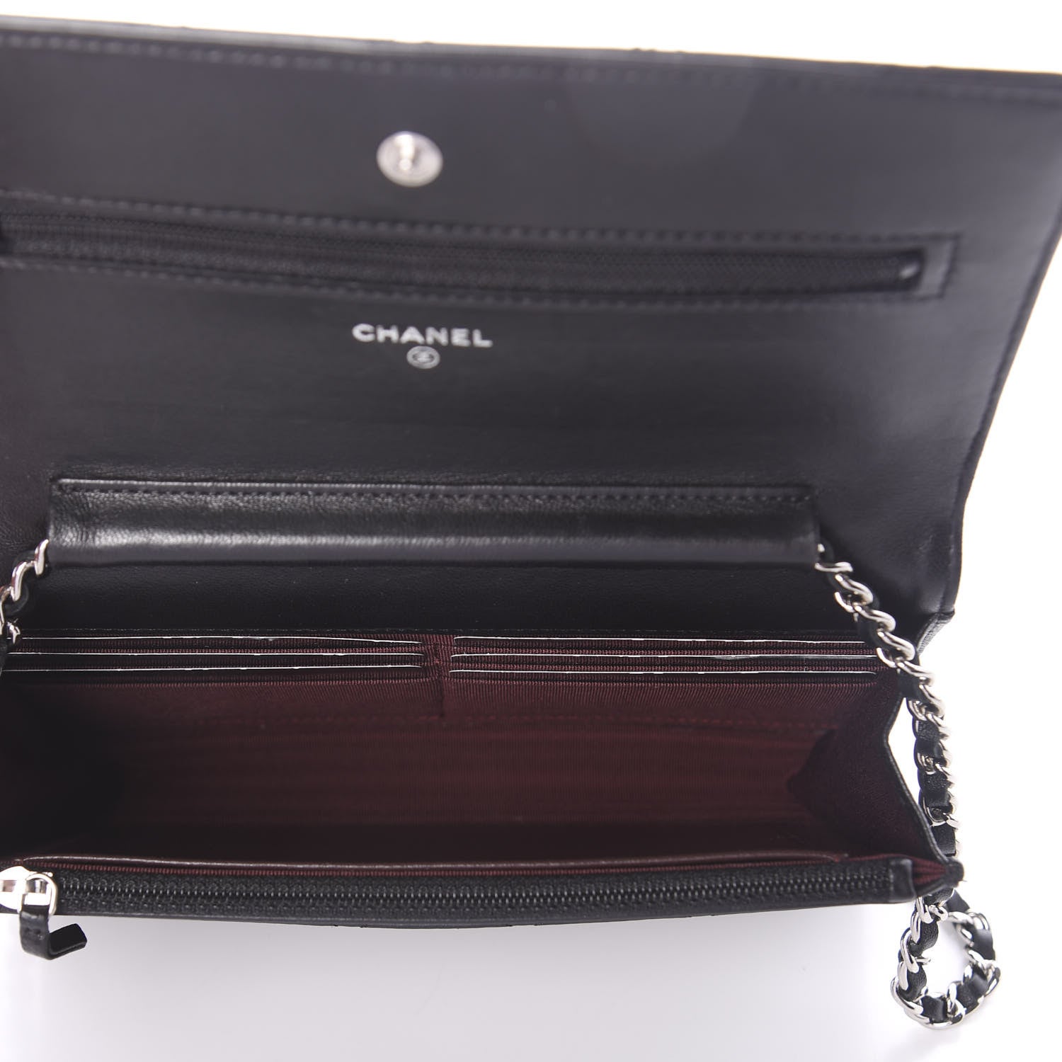 Chanel Lambskin Quilted Wallet On Chain WOC Black 5 of 10