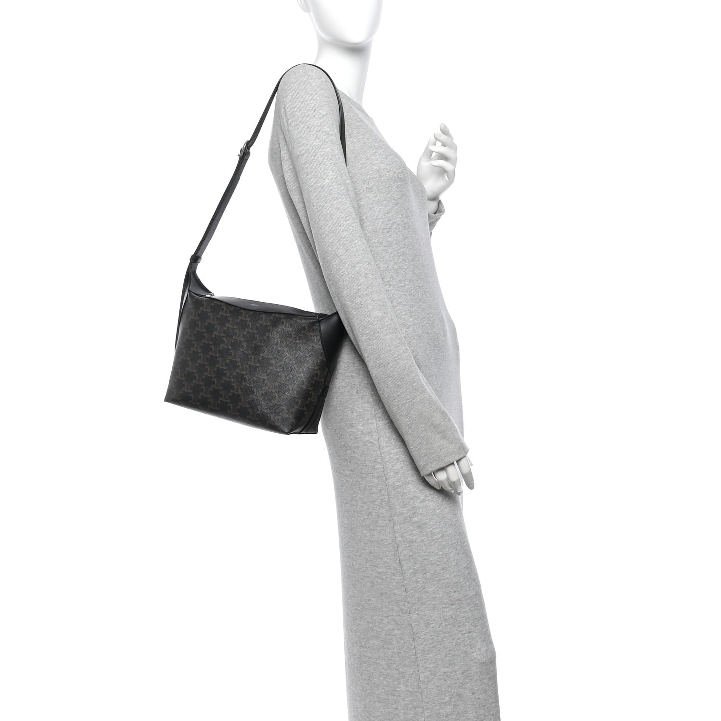 Triomphe Canvas Calfskin Harry Crossbody Bag Black