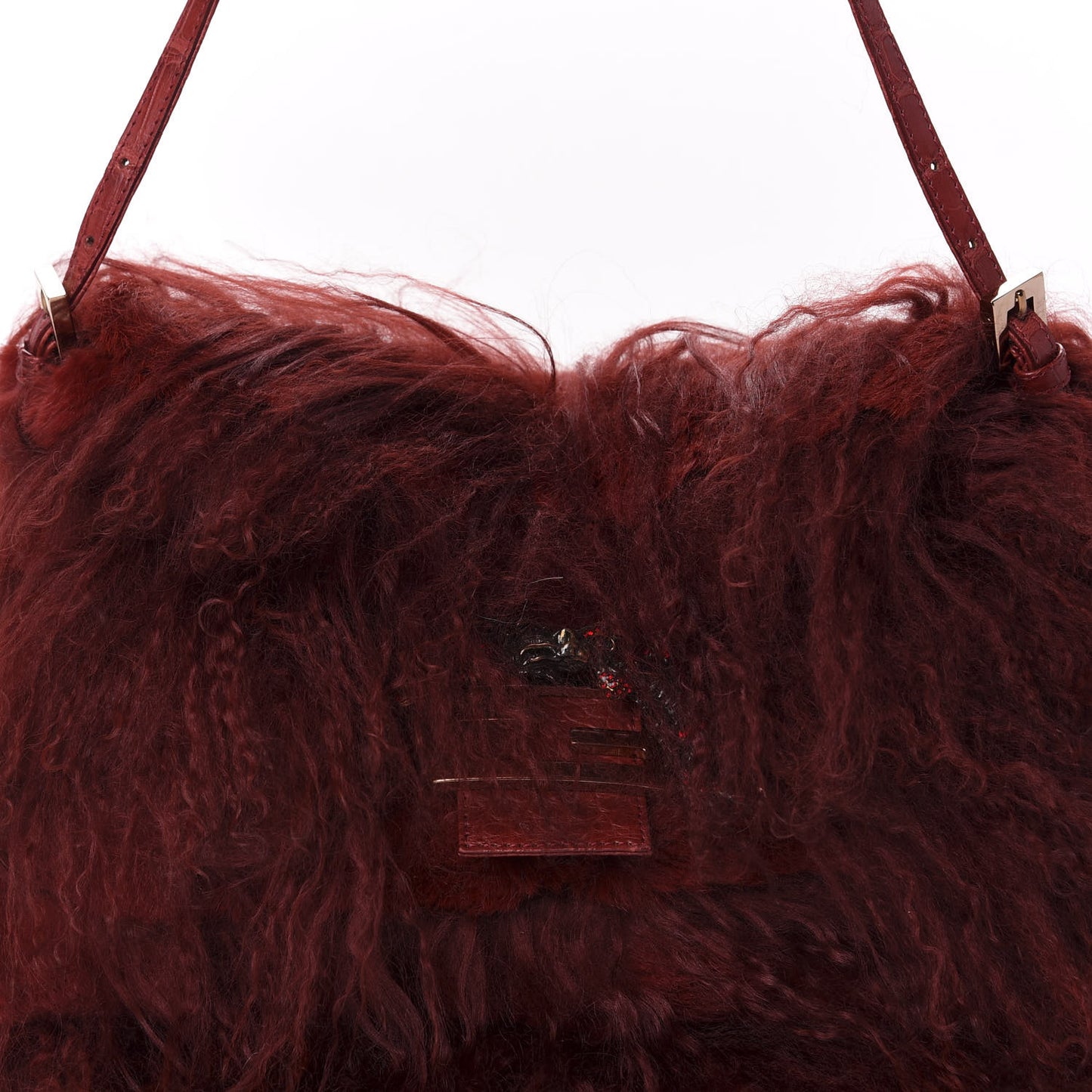 Fur Crocodile Baguette Rosso