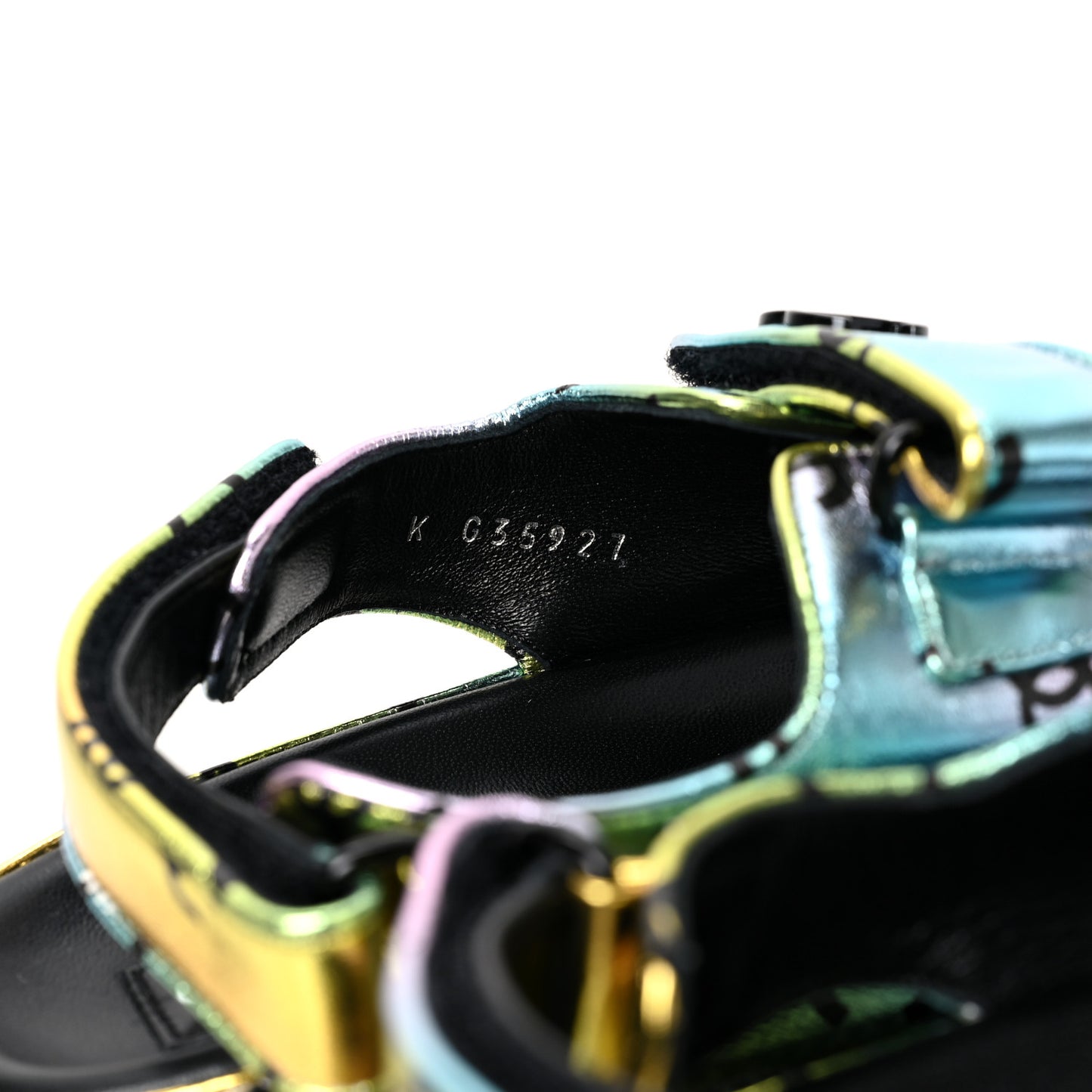 Laminated Lambskin Printed CC Dad Sandals 38 Multicolor