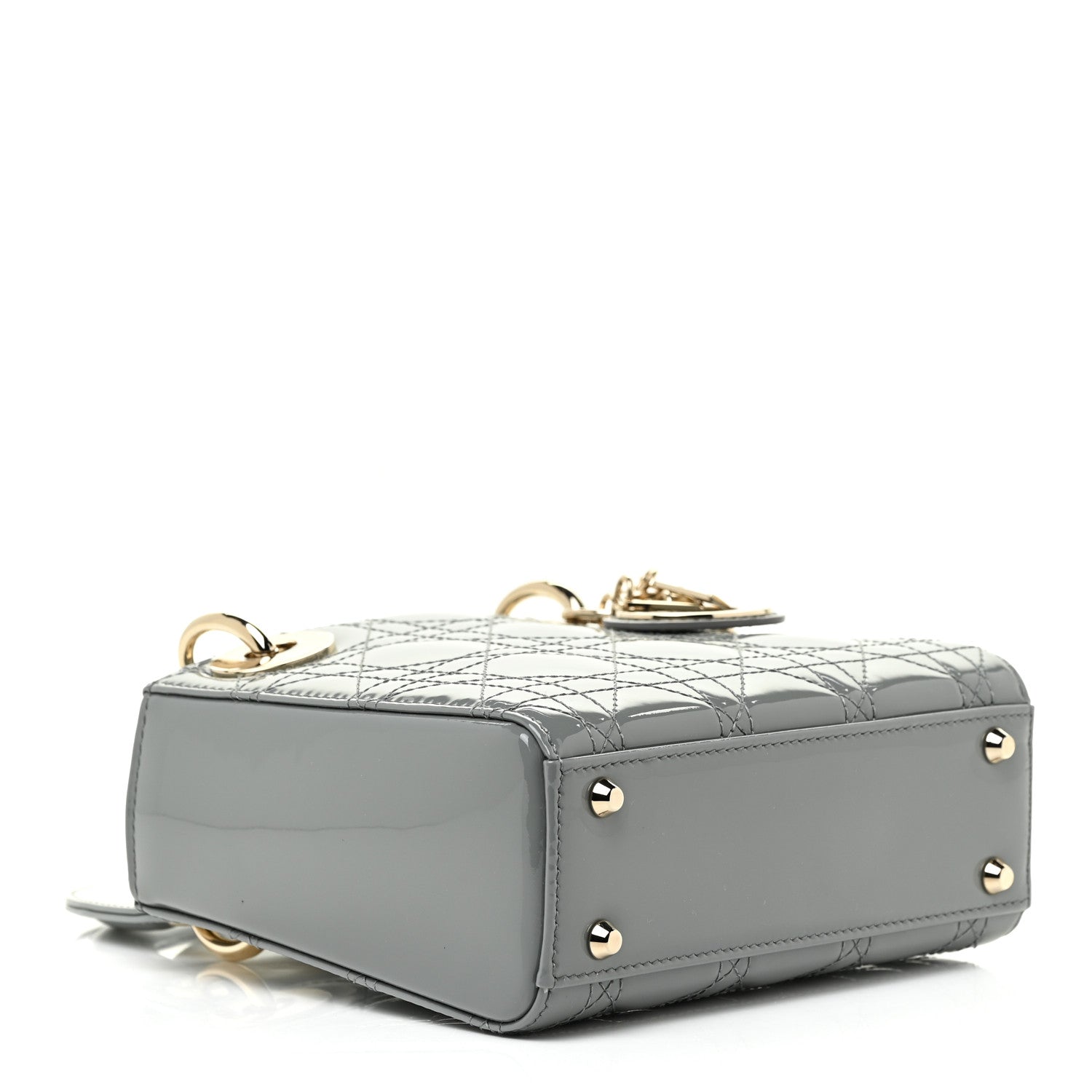 Christian Dior Patent Cannage Mini Lady Dior Grey Stone 4 of 12