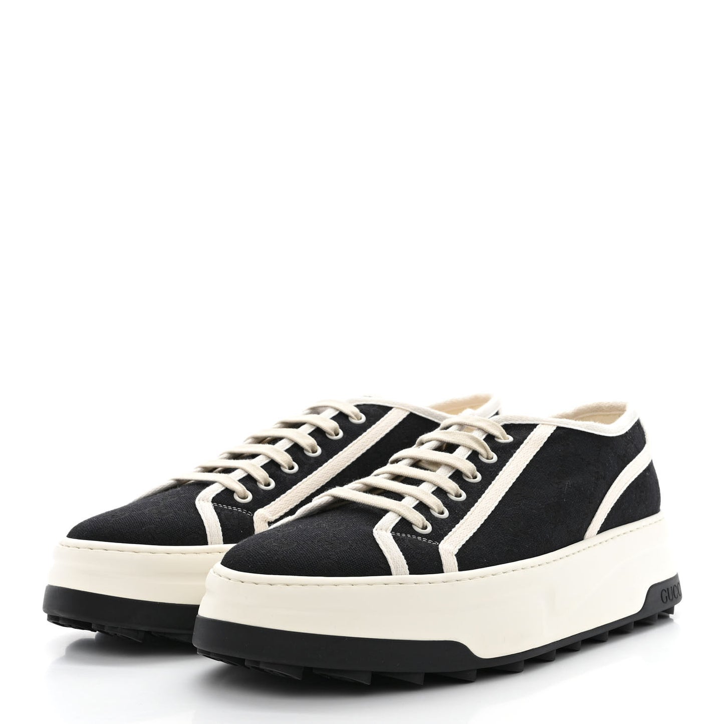 GG Monogram Mens 1977 Tennis Platform 52mm Sneakers 11 Black Mystic White